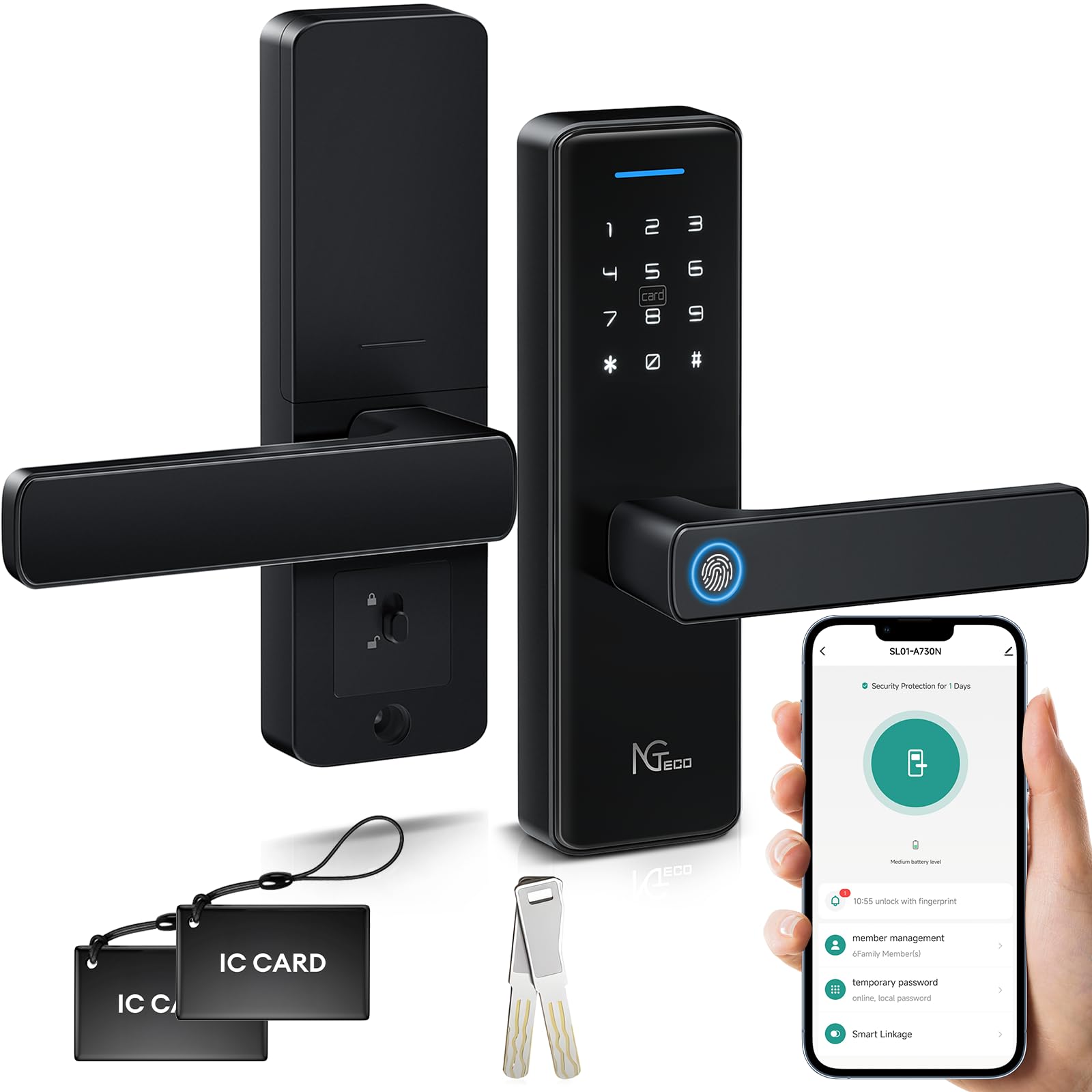 Amazon.com: NGTeco Smart Door Lock with Lever Handle, Wi-Fi